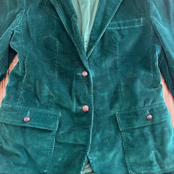 VINTAGE 60s 70s THE VILLAGER Green Corduroy Blazer Jacket Skirt Suit set - Picture 3 of 9